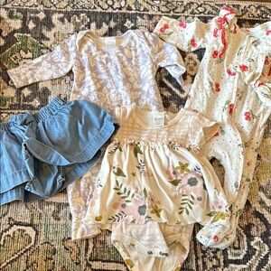 Bundle of Floral and Denim Baby Clothing